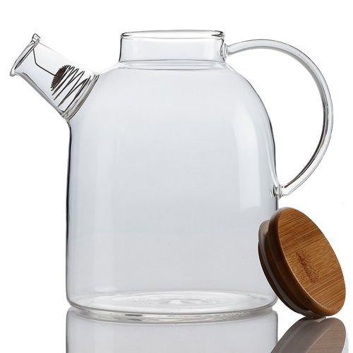  Imoocare 62 Oz Glass Teapot with Stainless Strainer Functional Borosilicate Glass Pitcher with Bamboo Lid