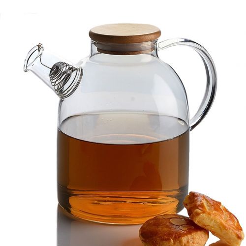  Imoocare 62 Oz Glass Teapot with Stainless Strainer Functional Borosilicate Glass Pitcher with Bamboo Lid