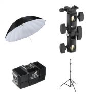 Impact 7' Parabolic Umbrella (White/Black) with Light Stand Kit