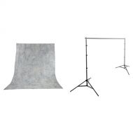 Impact Background Kit with 10 x 12' Tie-Dyed Slate Gray Muslin Backdrop