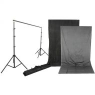 Impact Background Kit with 10 x 12' Charcoal/Smoke Gray Reversible Muslin Backdrop