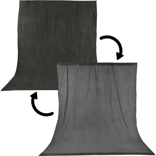  Impact Background Kit with 10 x 12' Charcoal/Smoke Gray Reversible Muslin Backdrop