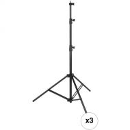 Impact Heavy-Duty Air-Cushioned Light Stand (Black, 9.5', 3-Pack)