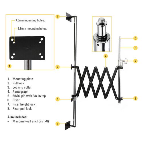  Impact Wall Mount Scissor Boom