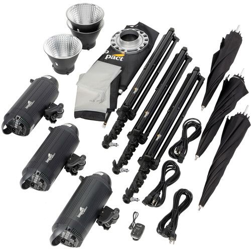  Impact 500Ws Digital Monolight 3-Light Kit with Travel Case