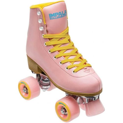  [아마존베스트]Impala Rollerskates Womens Lace-Up Rollerskates, Pink/Yellow (PNK/YLLW), 9
