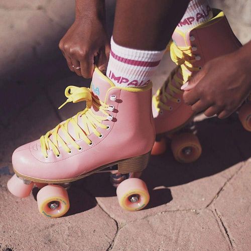  [아마존베스트]Impala Rollerskates Womens Lace-Up Rollerskates, Pink/Yellow (PNK/YLLW), 9