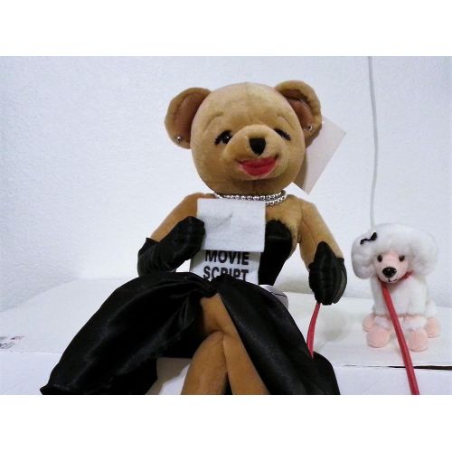  Impax Ltd. Movie Star Teddy Bear Holding Movie Script Sign and White Poodle - Sits on Shelf