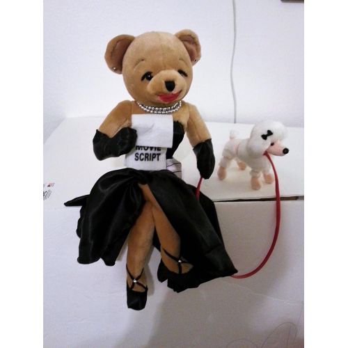  Impax Ltd. Movie Star Teddy Bear Holding Movie Script Sign and White Poodle - Sits on Shelf