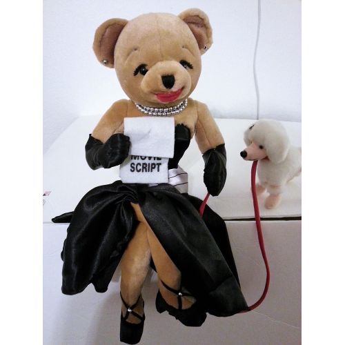  Impax Ltd. Movie Star Teddy Bear Holding Movie Script Sign and White Poodle - Sits on Shelf