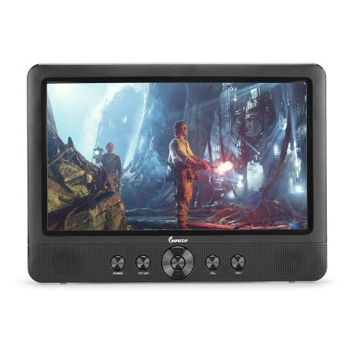  [아마존베스트]Impecca IMPECCA DVD Player, Portable 10.1” Dual Screen DVD Player for Car Headrest or Home with USB/SD Card Reader, Built in Rechargeable Battery, Last Memory Function, Two Screens Play On