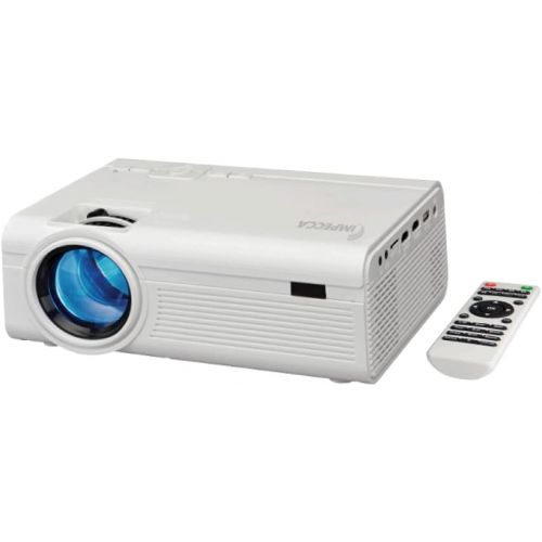  IMPECCA Home Theater Projector, for Home and Office Presentation, Keystone Correction, Movie Projector with 50,000H LED Life, and Large 4” Projecting Lens, USB, m/SD, VGA, AV Input