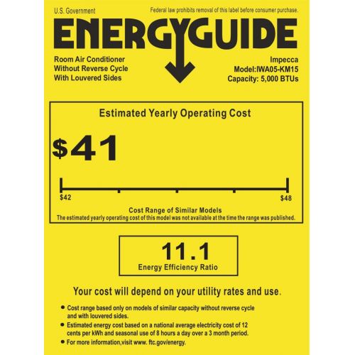  Impecca 5,000 BTU Window Air-Conditioner, Whisper Quiet Operation, Mechanical Controlled 115-Volt.