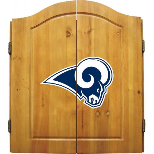  Imperial Officially Licensed NFL Merchandise: Dart Cabinet Set with Steel Tip Bristle Dartboard and Darts, Los Angeles Rams