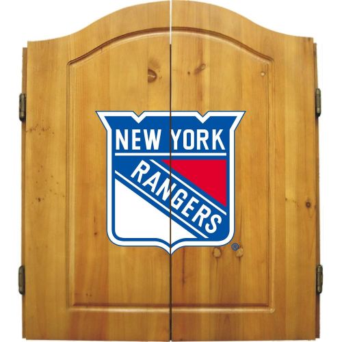  Imperial Officially Licensed NHL Merchandise: Dart Cabinet Set with Steel Tip Bristle Dartboard and Darts, New York Rangers