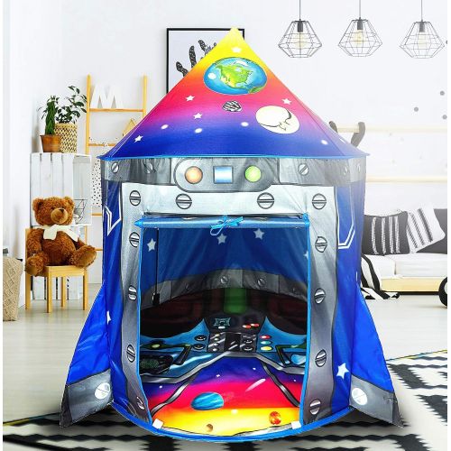  [아마존베스트]Rocket Ship Play Tent Playhouse | Unique Space and Planet Design for Indoor and Outdoor Fun, Imaginative Games & Gift | Foldable Playhouse Toy + Carry Bag for Boys & Girls | by Ima