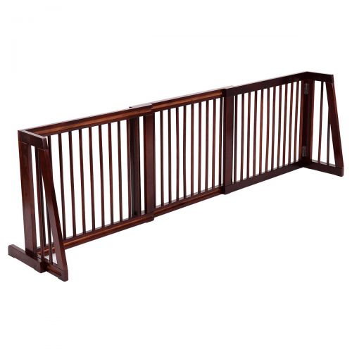  Imported Folding Adjustable Free Standing 3 Panel Wood Pet Dog Slide Gate Safety Fence