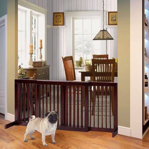  Imported Folding Adjustable Free Standing 3 Panel Wood Pet Dog Slide Gate Safety Fence