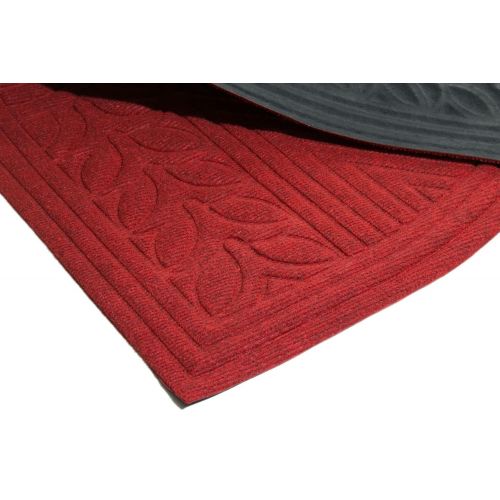  Imports Decor Synthetic Half Round Rice Bran Door Mat, 30 x 47, Red