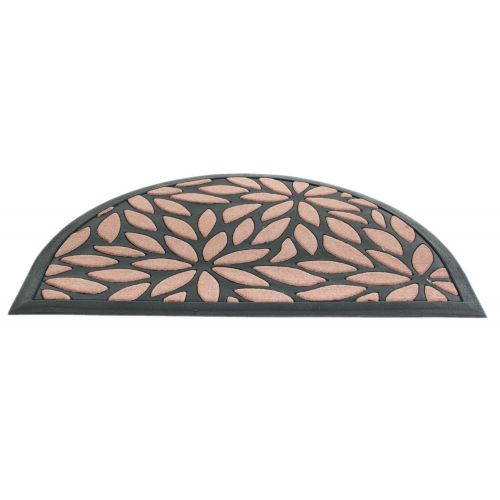  Imports Decor Synthetic Half Round Petal Door Mat, 16 x 24, Brown