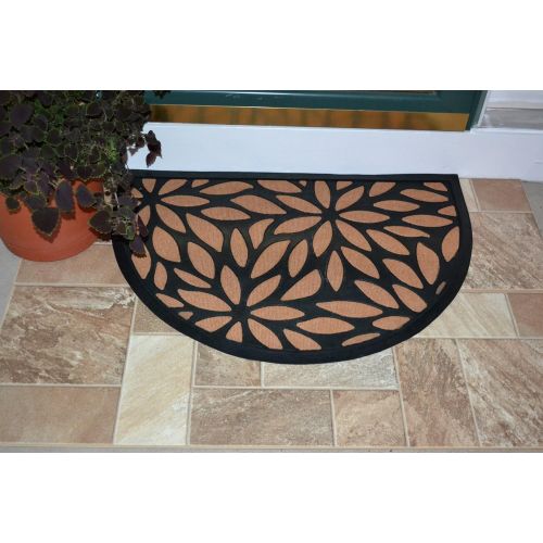  Imports Decor Synthetic Half Round Petal Door Mat, 24x36, Brown