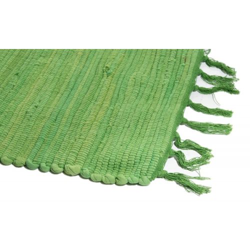  Imports Decor Dhurrie 100% Cotton Rug, Green, 20 by 32