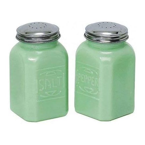  Imports Jade Jadeite Green 2 Pc Salt Pepper Shaker SET Depression Glass Shakers