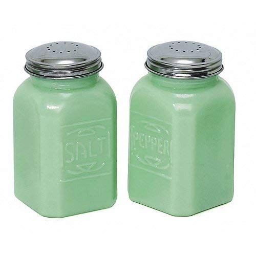  Imports Jade Jadeite Green 2 Pc Salt Pepper Shaker SET Depression Glass Shakers
