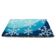 Imports Decor Printed Coir Doormat, Blue Snowflakes, 18-Inch by 30-Inch