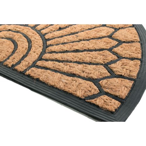  Imports Decor Half Round Rubber Back Coir Doormat, Lily, 18-Inch by 30-Inch