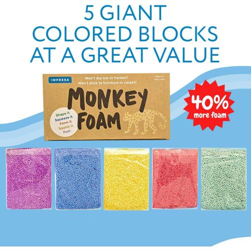  [아마존베스트]Monkey Foam - 40% More Than The Competitors Combo Party Pack - 5 Giant Blocks in 5 Great Colors - Perfect for Creative Play - Educational Classroom Pack Size - Never Dries Out! - b