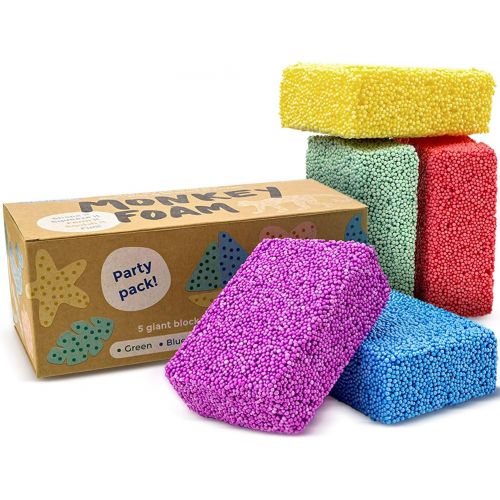  [아마존베스트]Monkey Foam - 40% More Than The Competitors Combo Party Pack - 5 Giant Blocks in 5 Great Colors - Perfect for Creative Play - Educational Classroom Pack Size - Never Dries Out! - b