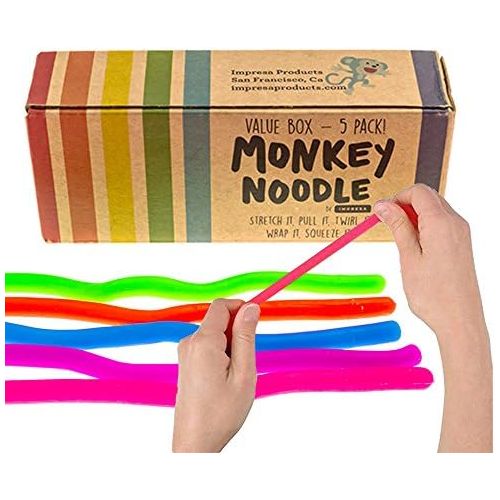  [아마존베스트]Impresa Products 5-Pack of Stretchy String Fidget / Sensory Toys (BPA/Phthalate/Latex-Free) - Stretches from 10 Inches to 8 Feet!