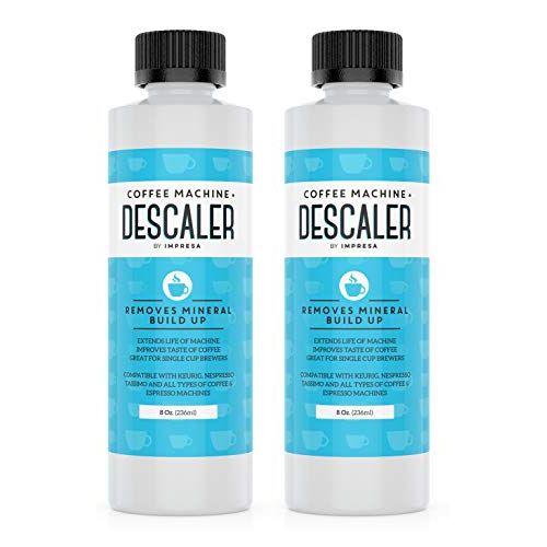  Impresa Products Descaler (2 Pack, 2 Uses Per Bottle) - Made in the USA - Universal Descaling Solution for Keurig, Nespresso, Delonghi and All Single Use Coffee and Espresso Machines
