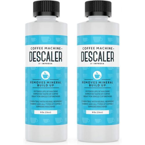  Impresa Products Descaler (2 Pack, 2 Uses Per Bottle) - Made in the USA - Universal Descaling Solution for Keurig, Nespresso, Delonghi and All Single Use Coffee and Espresso Machines