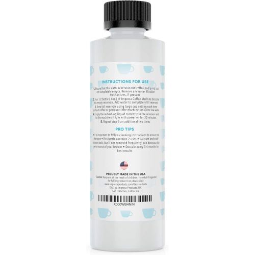  Impresa Products Keurig Descaler (2 Uses Per Bottle) - Made in the USA - Universal Descaling Solution for Keurig, Nespresso, Delonghi and All Single Use Coffee and Espresso Machines