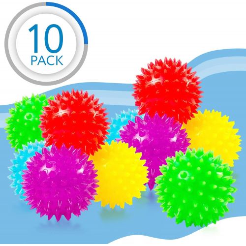  Impresa Products 10-Pack of Spiky Sensory Balls - Squeezy and Bouncy Fidget Toys / Sensory Toys - BPA/Phthalate/Latex-Free