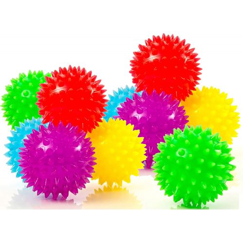  Impresa Products 10-Pack of Spiky Sensory Balls - Squeezy and Bouncy Fidget Toys / Sensory Toys - BPA/Phthalate/Latex-Free