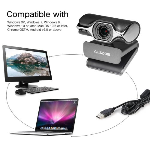  Impress Life AUSDOM USB Computer Webcam, AW620 High Definition 1080P Widescreen Network USB Plug and Play DesktopLaptop PC HD Camera with Nosie Cancelling Microphone for WindowsMac OS Skype O