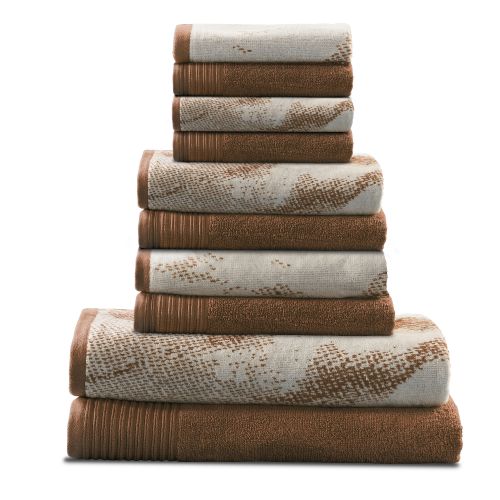  Superior SUPERIOR MARBLE EFFECT 10 PC COTTON TOWEL SET- BLACK Two Bath Towels 30x54 each, Four Hand Towels 16x30 each, Four Face Towels 13x13 each