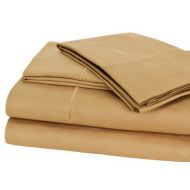 Impressions 600 Thread Count 100% Cotton, Deep Pocket, Queen Bed Sheet Set with Embroidered Stitch, Gold