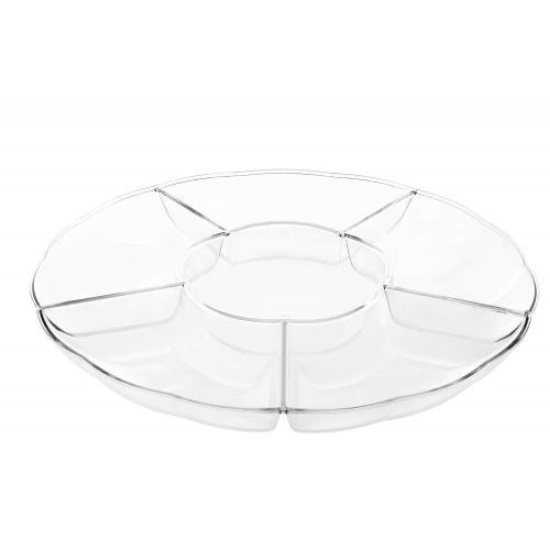  Impressive Creations Clear Round Plastic Serving Tray  (Pack of 6)  Heavyweight Disposable 6 Compartment Reusable Party Supply Tray Durable and Reusable Party Supply Tray  Perf