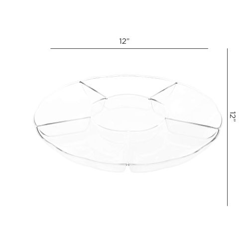  Impressive Creations Clear Round Plastic Serving Tray  (Pack of 6)  Heavyweight Disposable 6 Compartment Reusable Party Supply Tray Durable and Reusable Party Supply Tray  Perf