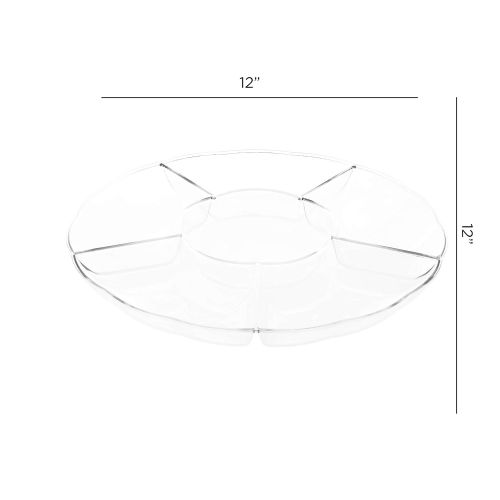  Impressive Creations Clear Round Plastic Serving Tray  (Pack of 3)  Heavyweight Disposable 6 Compartment Reusable Party Supply Tray Durable and Reusable Party Supply Tray  Perf