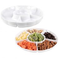 Impressive Creations White Round Plastic Serving Tray  (Pack of 3)  Heavyweight Disposable 6 Compartment Reusable Party Supply Tray Durable and Reusable Party Supply Tray  Perf