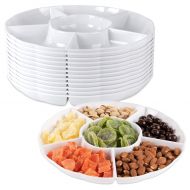 Impressive Creations White Round Plastic Serving Tray  (Pack of 12)  Heavyweight Disposable 6 Compartment Reusable Party Supply Tray Durable and Reusable Party Supply Tray  Per