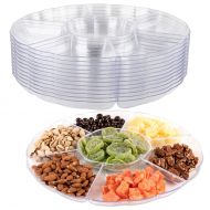 Impressive Creations Clear Round Plastic Serving Tray  6 Compartment Reusable Party Supply Tray  Perfect for Serving Appetizers, Finger Foods, Dipping Sauce, and More