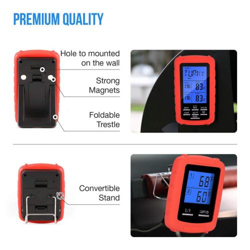  Improvlify Meat Thermometer with Timer Alarm Wireless Remote Digital Barbecue Thermometer