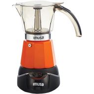 Imusa 3-6 Cup Electric Espresso Maker with Detachable Base, Orange