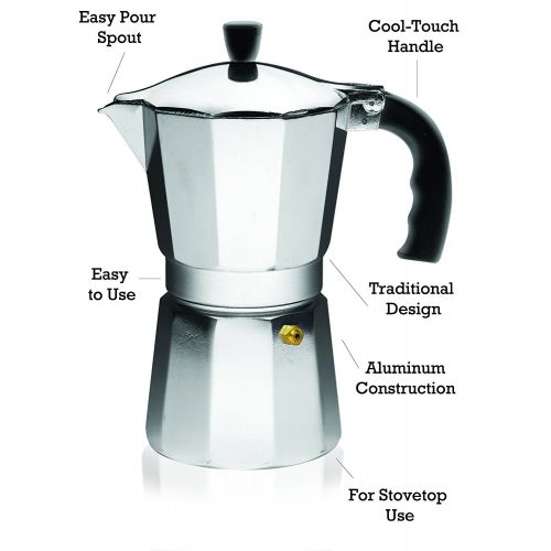  Imusa B120-41V Aluminum Espresso Stovetop 1-cup Coffeemaker, Silver